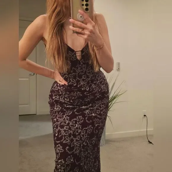 burgundy formal dress plus size Zapakasa Women Sparkly Burgundy Plus Size Sweetheart Long Corset Prom Dress  with Ruffles Sequins A Line Lace Up Back Pageant Dress with Fringes main image 0